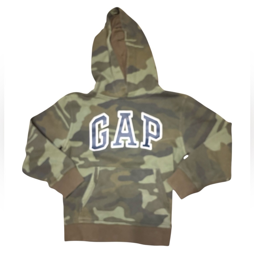 GAP Kids Camo Pullover Hoodie - Olive Green Size 8